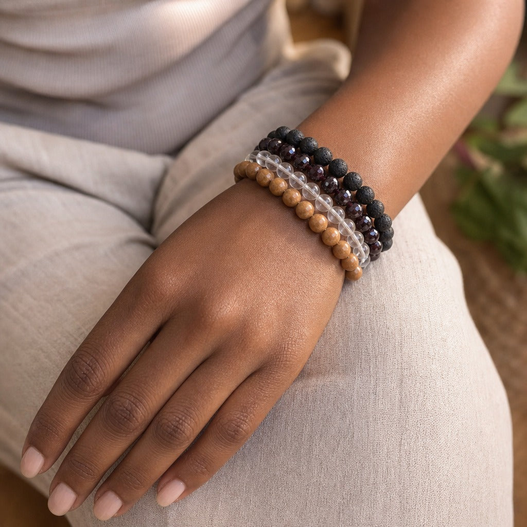 Garnet B Faceted Round Bracelet - 8mm