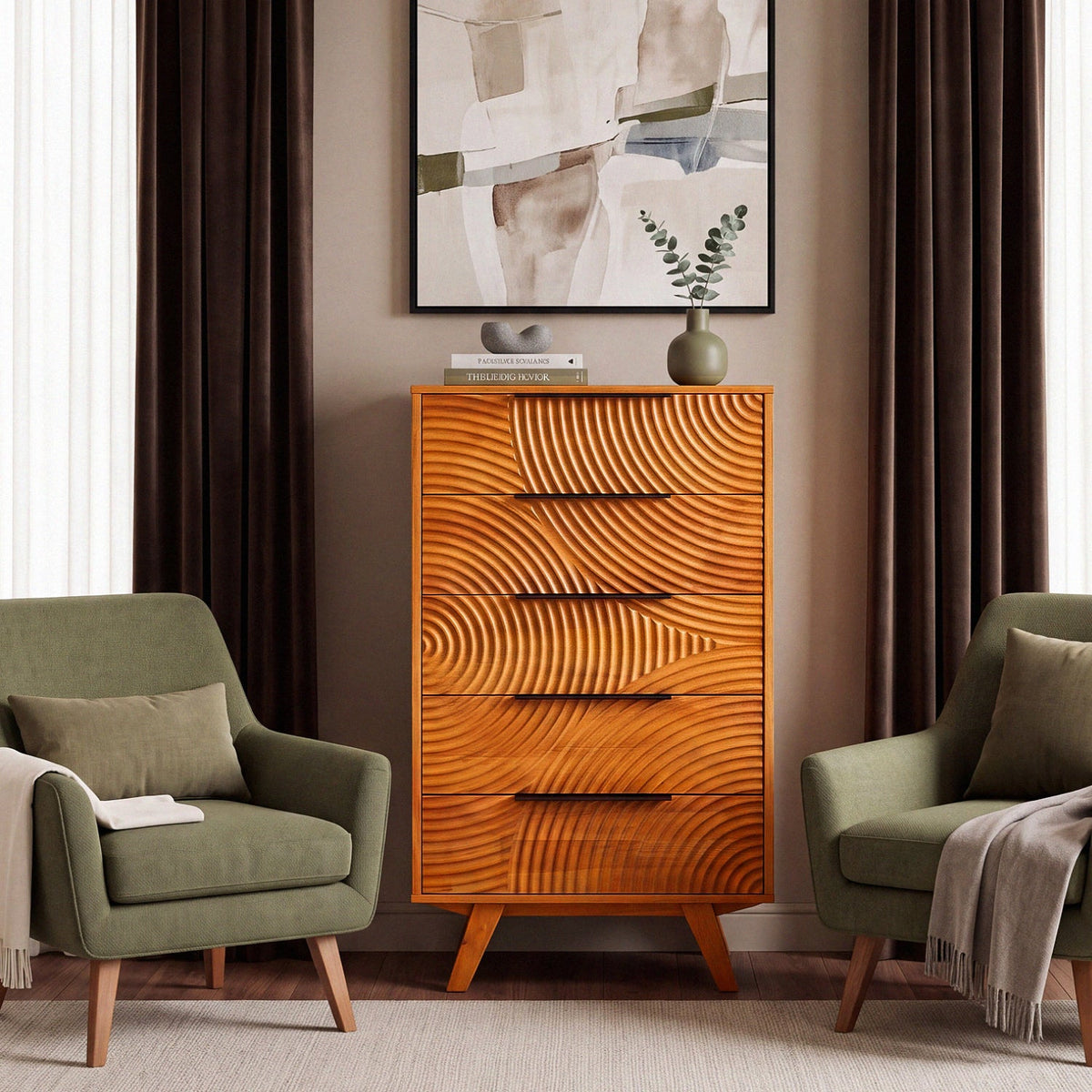 Harmony Solid Wood Dresser with 5 Drawers