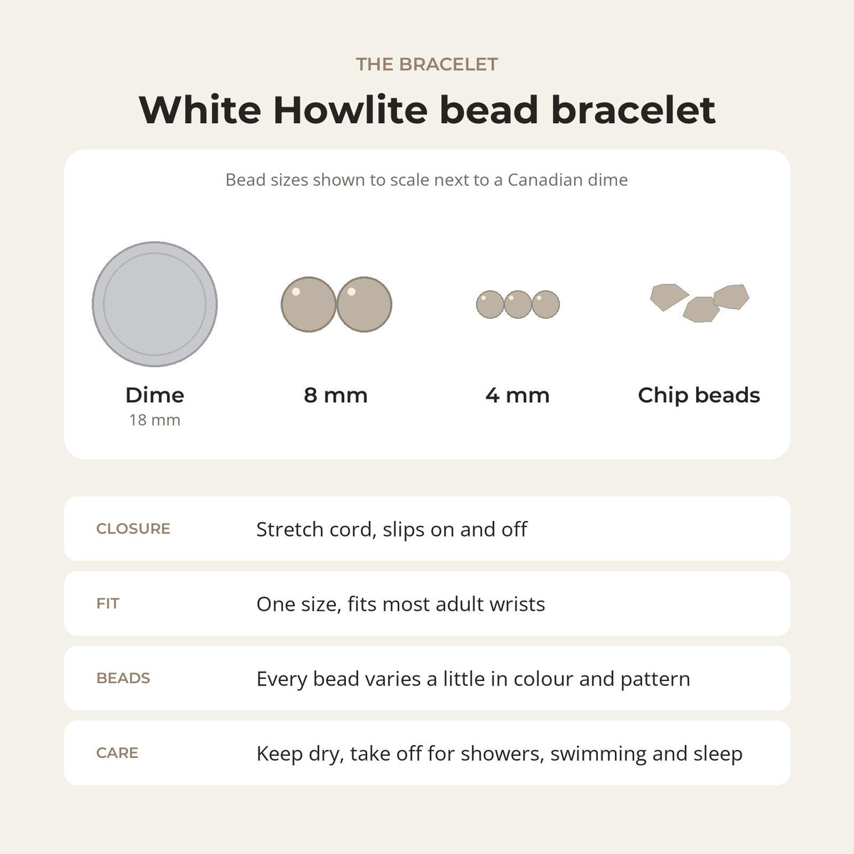 Howlite White Bead Bracelet