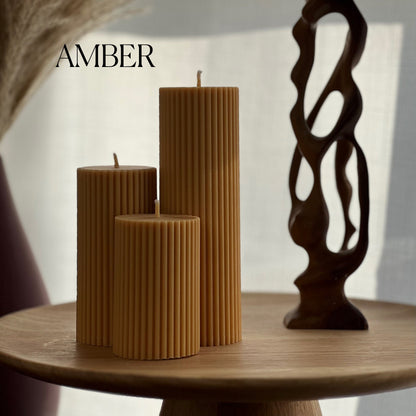 Rippensäulenkerzen-Set aus Sojawachs | Ungeduftete Dekokerzen