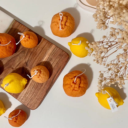 Zitronenförmige Sojawachskerze: Vegane, minimalistische Deko