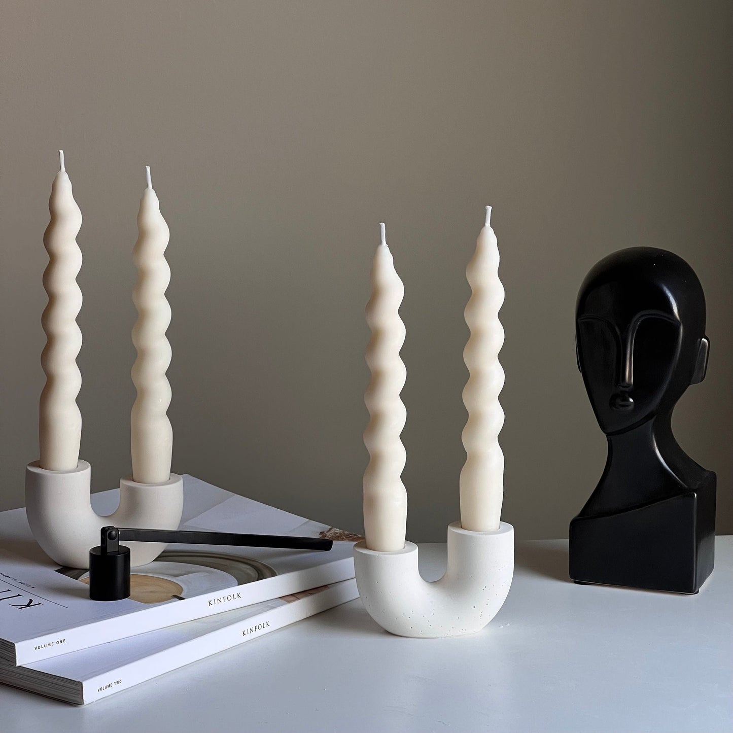 Jesmonite Doppelkerzenhalter | Moderne Hochzeit Tischdeko