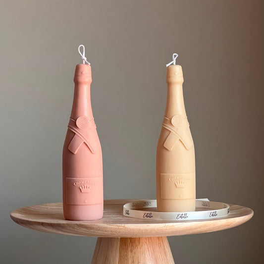 Champagne Bottle Candle: Decorative Soy Pillar Candle