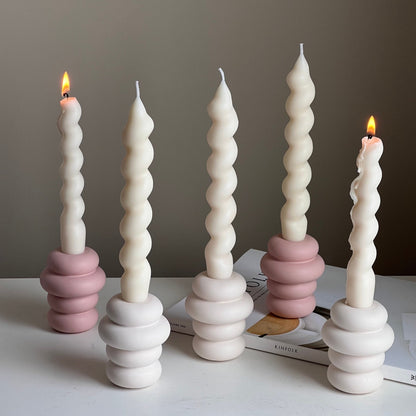 Donut Jesmonite Candlestick Holder: Minimalist Wedding Decor