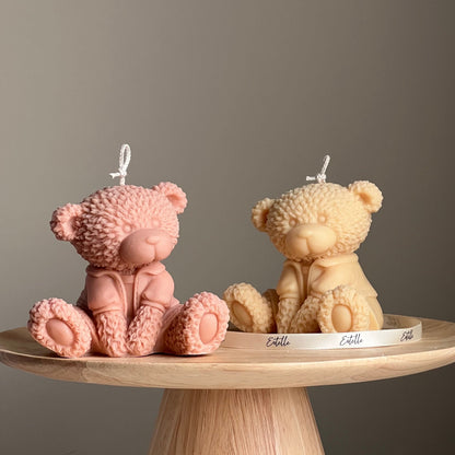 Handgemachte Sojawachs Kerze Teddybär: Geschenk für Kinderzimmer Deko