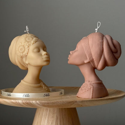 Handmade Afro Lady Soy Candle: Sculptural Home Decor Gift