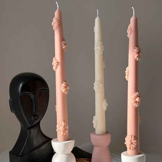 Handmade Flower Soy Wax Taper Candle: Decorative Dinner Candle