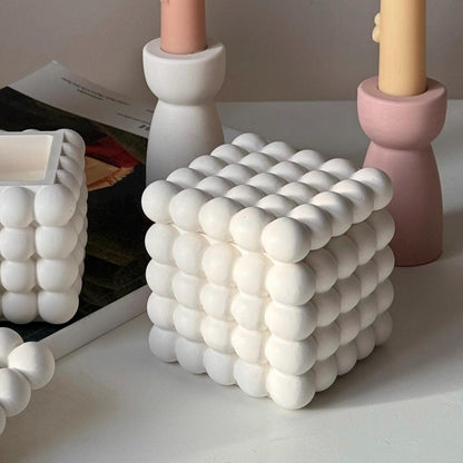 Bubble Jar Sojawachskerze | Jesmonite Gefäß, Handgefertigt