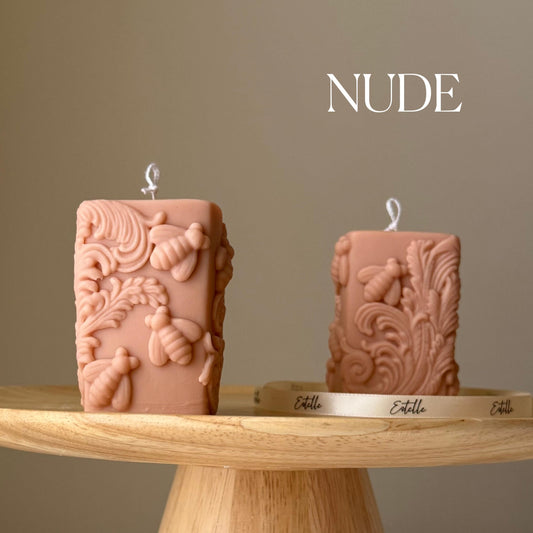 Bees Soy Pillar Candle: Handmade Home Decor