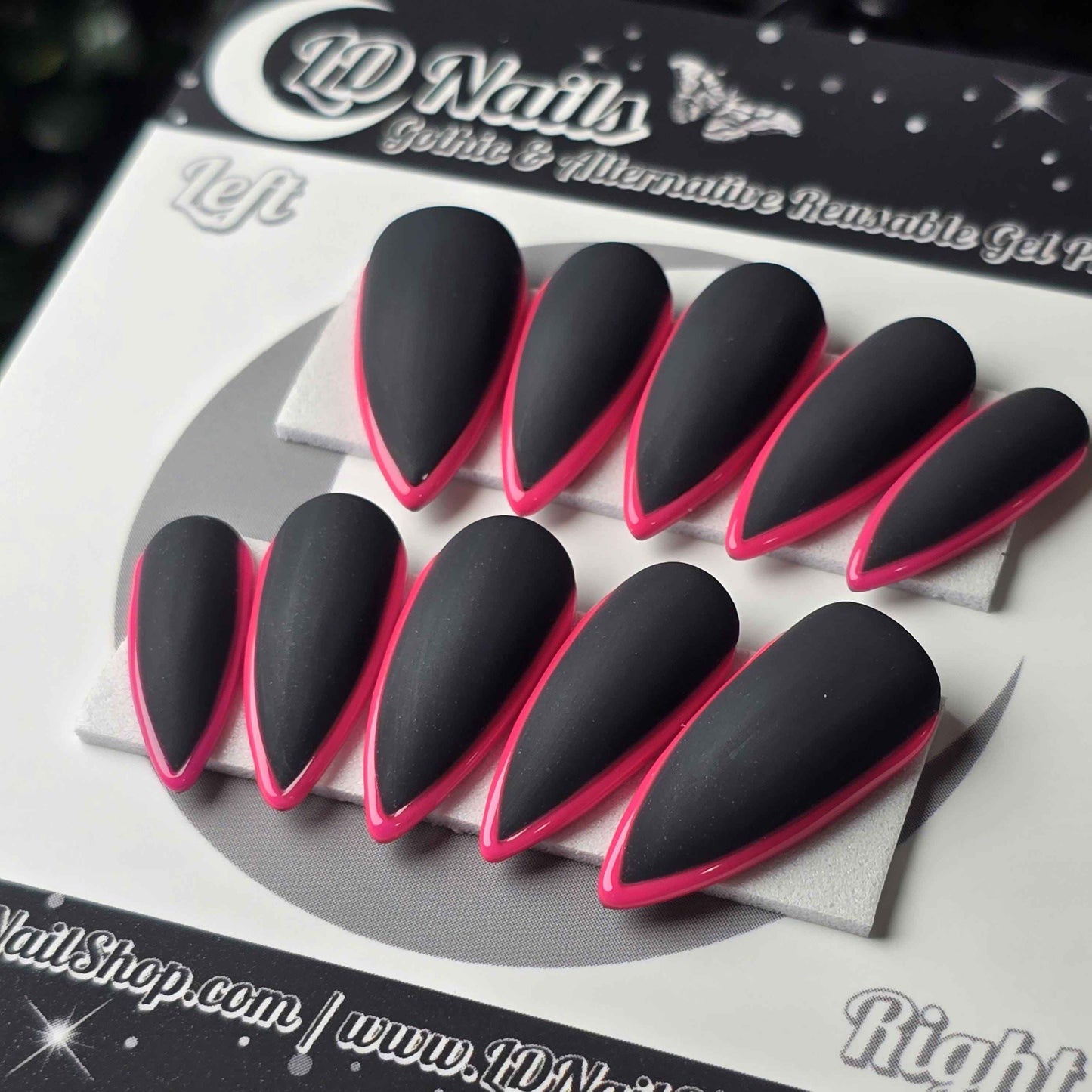 Black and Pink Skinny French - Embossed Tips
