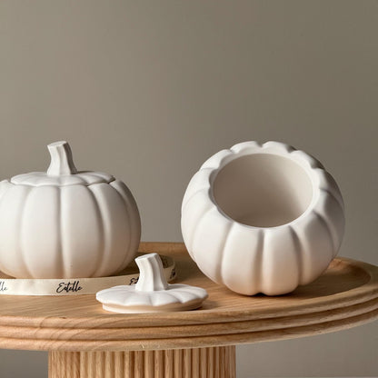 Handmade Jesmonite Pumpkin Jar: Autumn Fall Home Decor