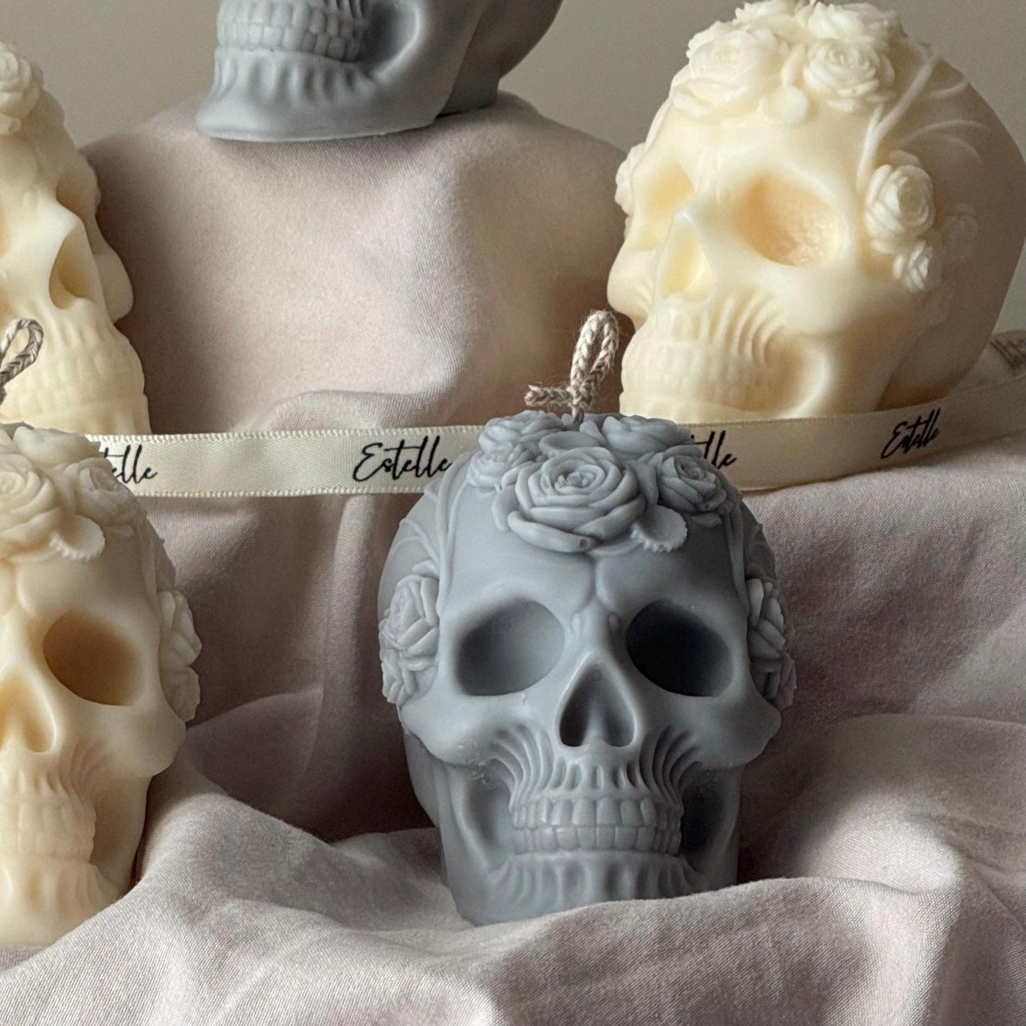 Handgemachte Halloween Blumen Totenkopf Kerze: Gruselige Sojawachs Heimdekoration