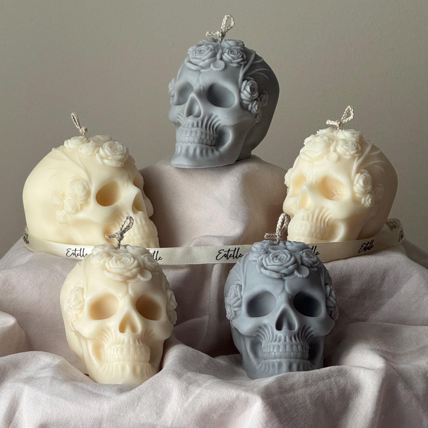Handgemachte Halloween Blumen Totenkopf Kerze: Gruselige Sojawachs Heimdekoration