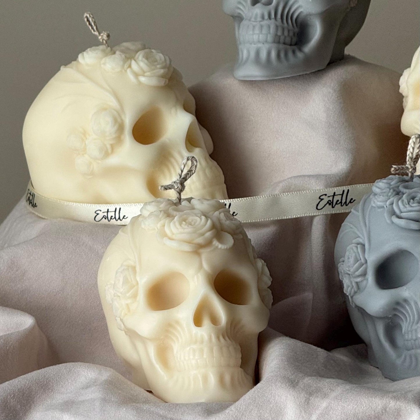 Handgemachte Halloween Blumen Totenkopf Kerze: Gruselige Sojawachs Heimdekoration