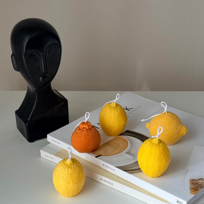 Zitronenförmige Sojawachskerze: Vegane, minimalistische Deko