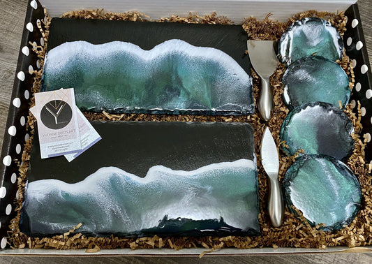 Natural Slate Charcuterie Board with Coasters - AURABAGS SHOP
