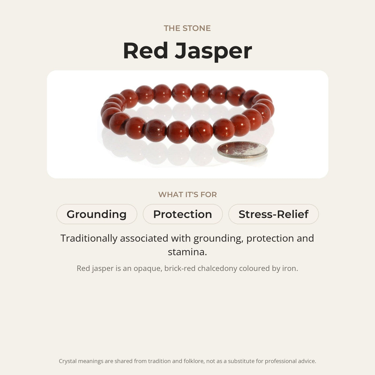 Red Jasper Round Bracelet - 8mm