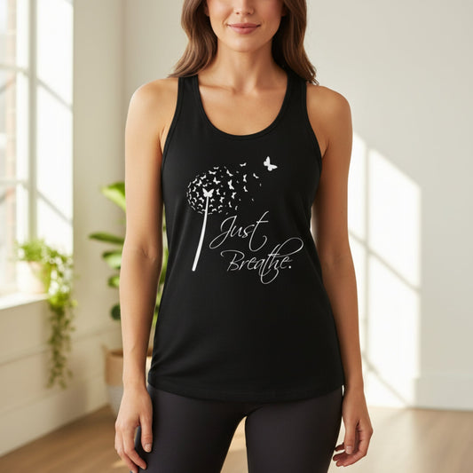 Just Breathe Butterfly Dandelion Tank Top