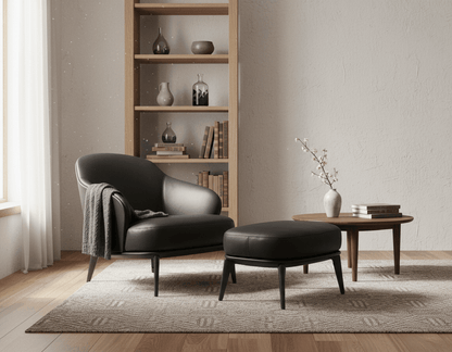 Kensington Leder-Sessel und Ottoman