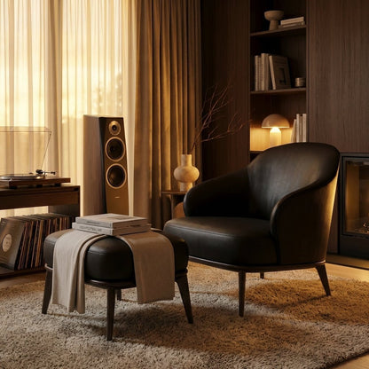 Kensington Leder-Sessel und Ottoman