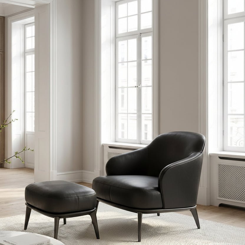 Kensington Leder-Sessel und Ottoman