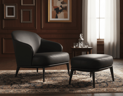 Kensington Leder-Sessel und Ottoman