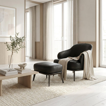 Kensington Leder-Sessel und Ottoman