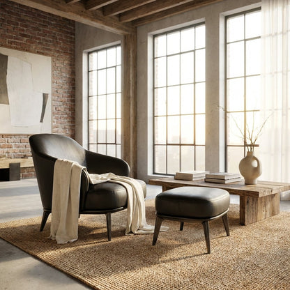 Kensington Leder-Sessel und Ottoman