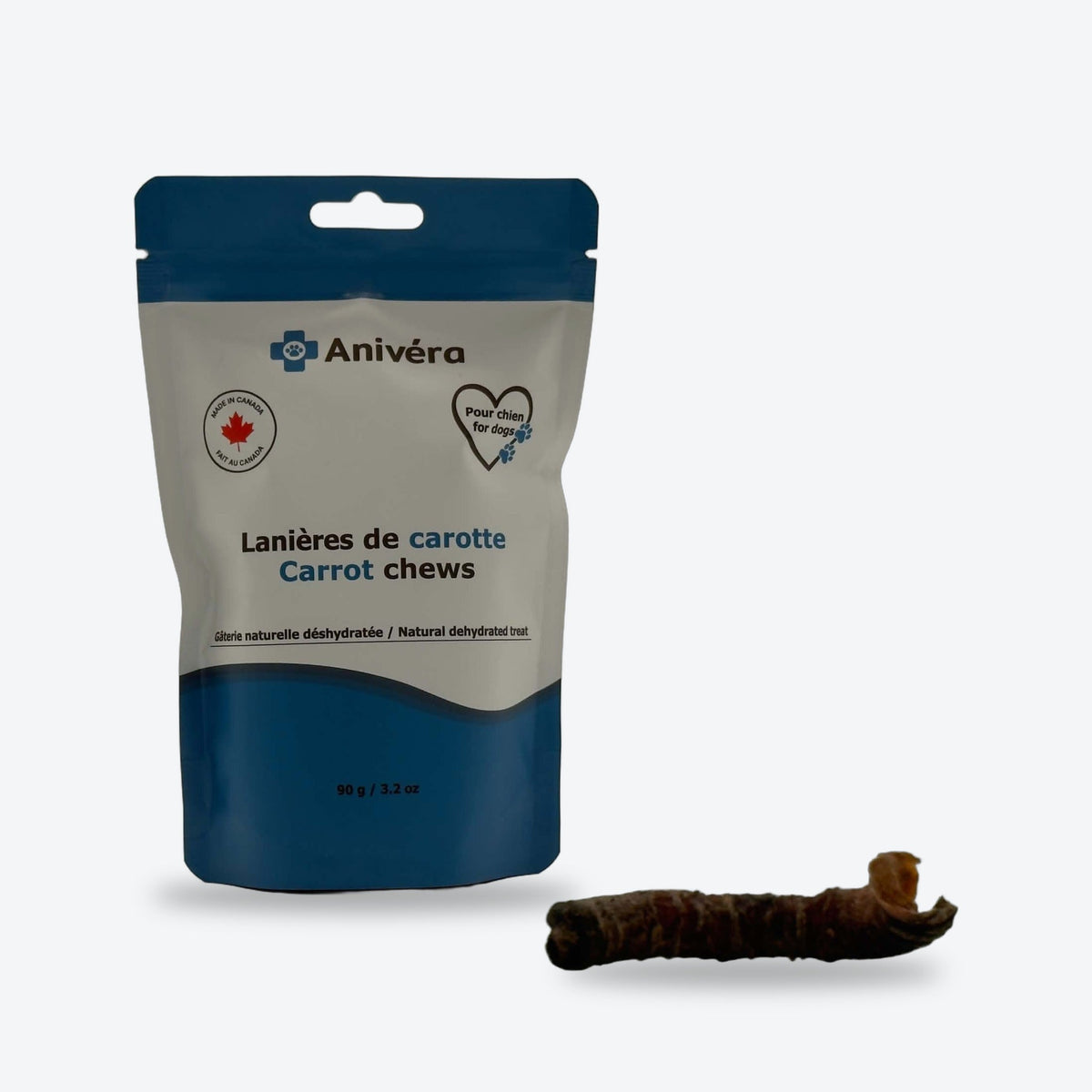 Lanières de carotte séchée pour chien