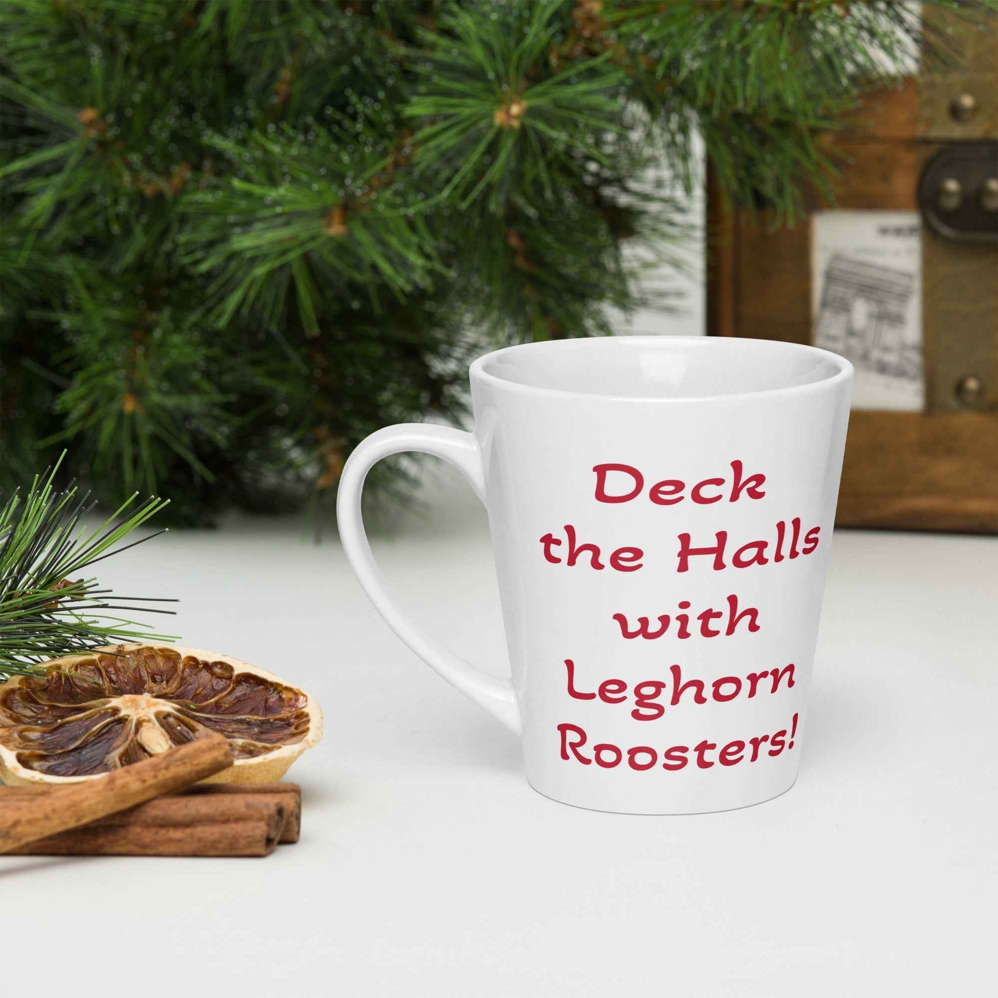 Chickmas Deck the Leghorn Latte mug