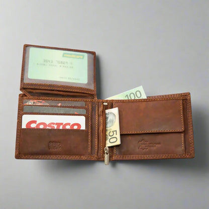 Greenwood Leather Men's Wallet. RFID-Blocking Oil Pull-Up Leather