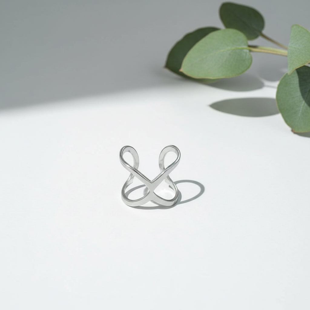 Open X Ring - Grey Stainless Steel