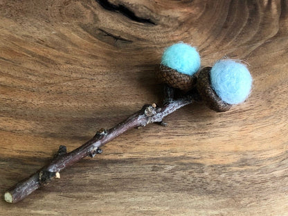 Acorn Stem | Felted | Baby Blue & Turquoise