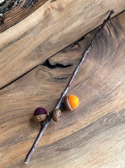 Acorn Stem | Felted | Burgundy & Orange