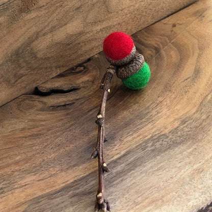 Acorn Stem | Felted | Green & Red