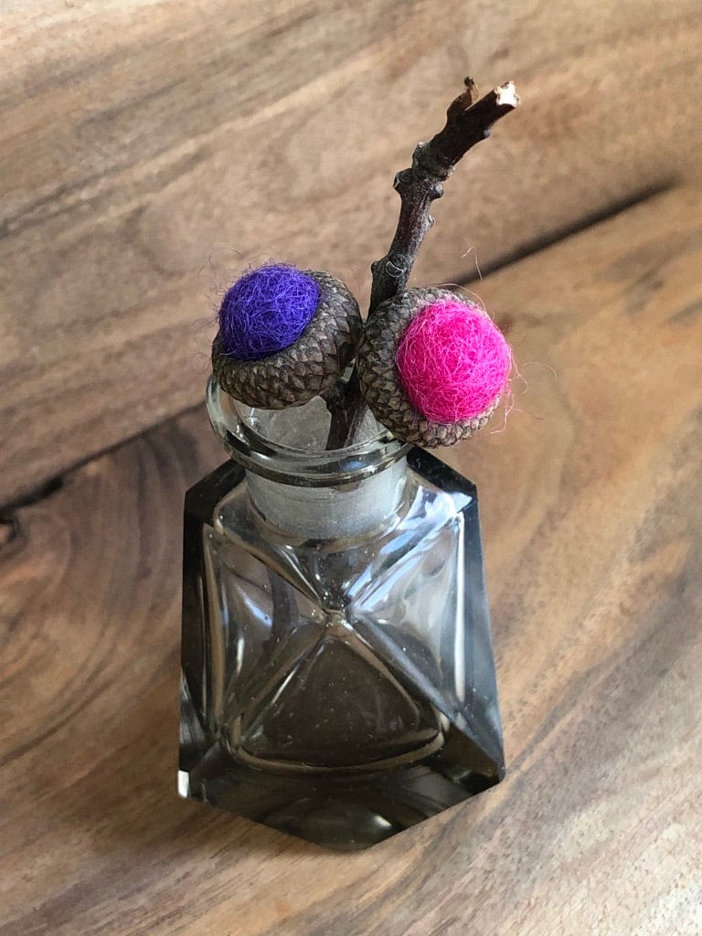 Acorn Stem | Felted | Purple & Pink