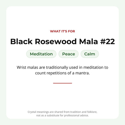 Mala Bracelet "Black Rosewood & Charm" #22