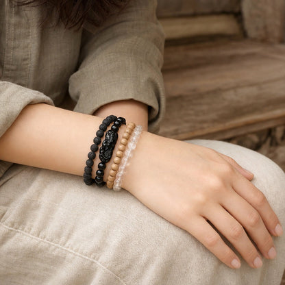 Mala Bracelet "Black Rosewood & Charm" #22