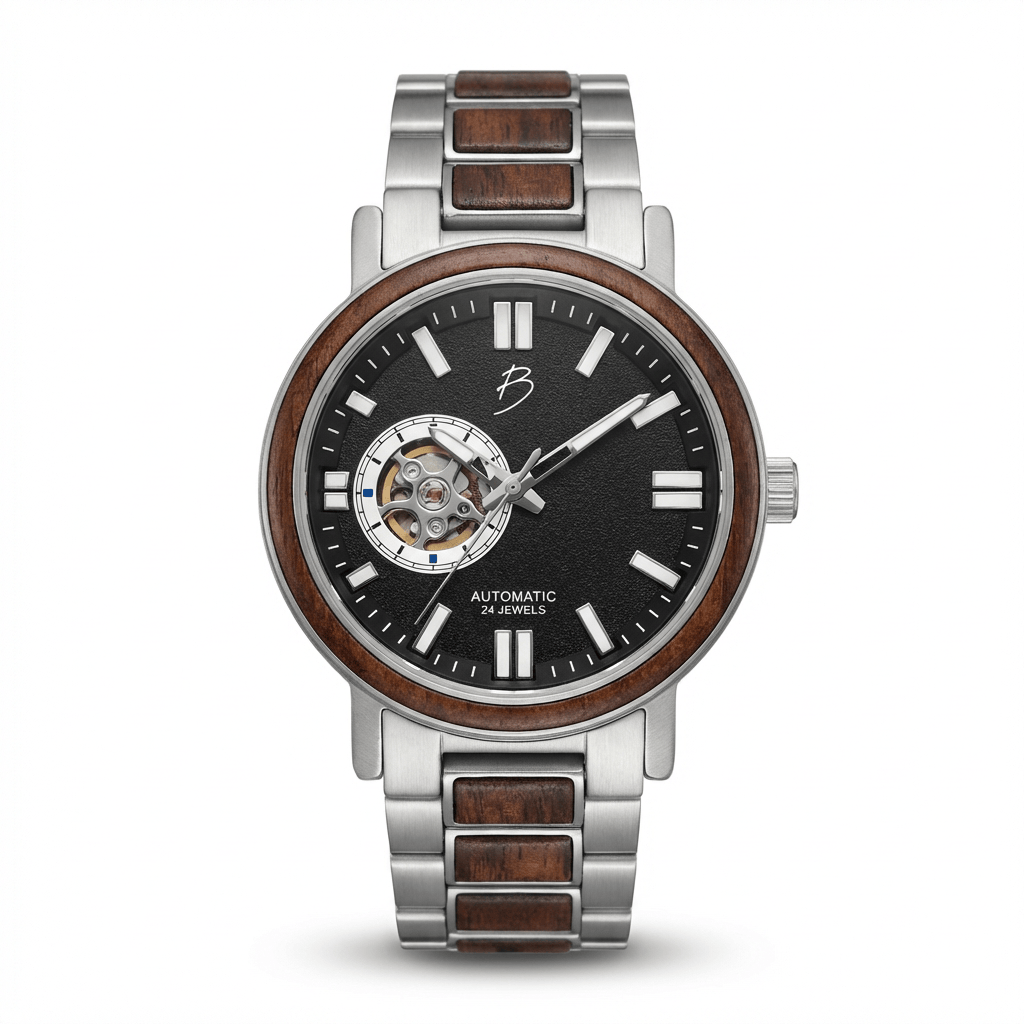 Montre Copernic en bois de noyer