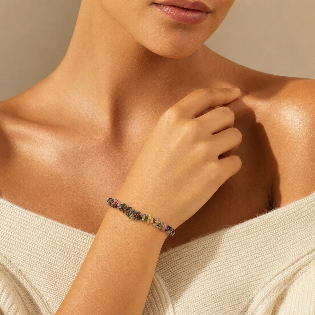 Multi Colour Tourmaline Chip Bracelet