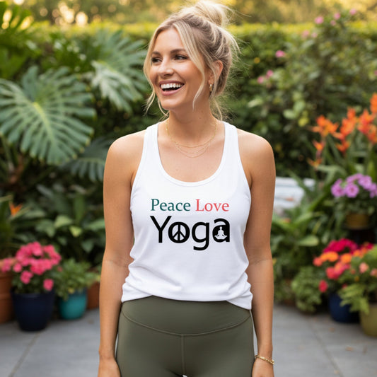 Peace Love Yoga Racerback Tank Top
