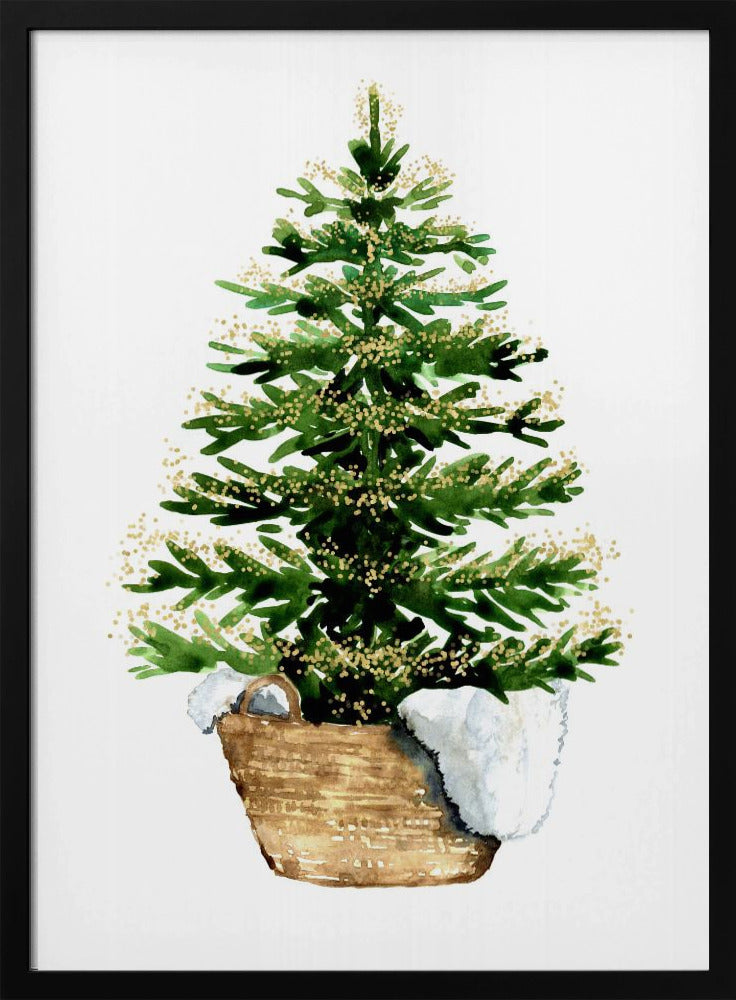 Wandbild Gemütlicher Aquarell-Weihnachtsbaum (2) Leinwanddruck
