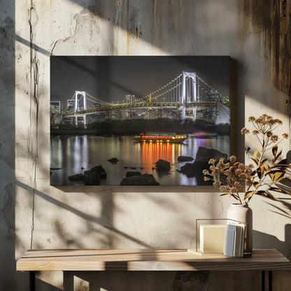 Wandbild Herrliche Regenbogenbrücke mit Tokio-Skyline am Abend