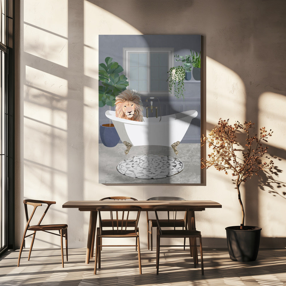 Wandbild Löwe nimmt ein Bad Leinwandbild