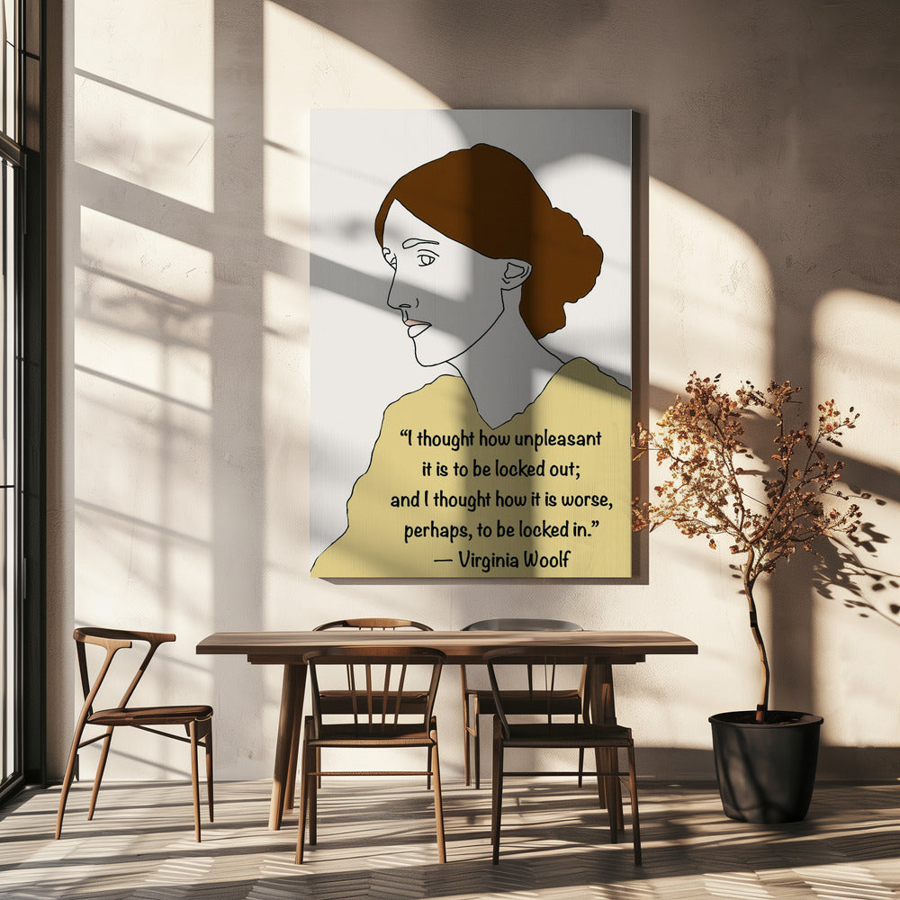 Wandbild Virginia Woolf Kunst Gelb