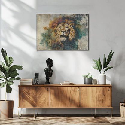 Wandkunst Löwe Tier Vintage Kunst Illustration Wandbild 06