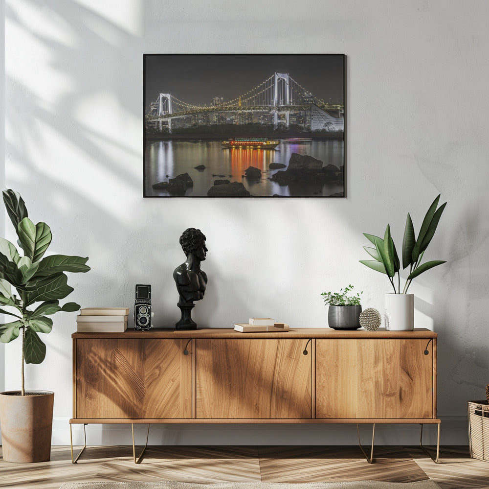 Wall art Charming Rainbow Bridge with Tokyo Skyline in the evening - Panorama
