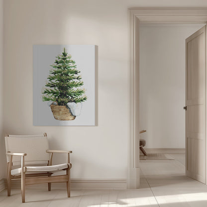 Wandbild Gemütlicher Aquarell-Weihnachtsbaum (2) Leinwanddruck