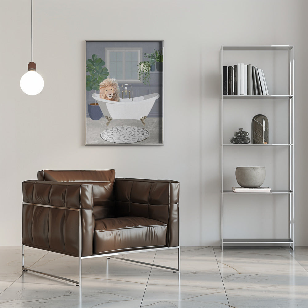 Wandbild Löwe nimmt ein Bad Leinwandbild