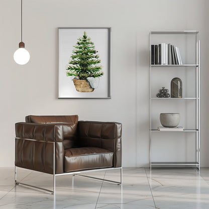 Wandbild Gemütlicher Aquarell-Weihnachtsbaum (2) Leinwanddruck